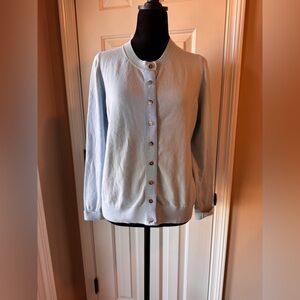 Boden Soft Baby Blue Knit Cardigan Sweater size large